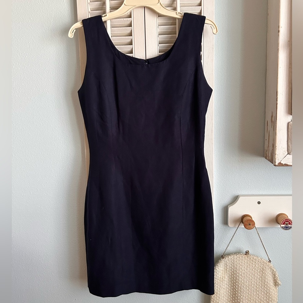 BP Nordstrom Linen Navy Blue Sheath Dress Sz 7